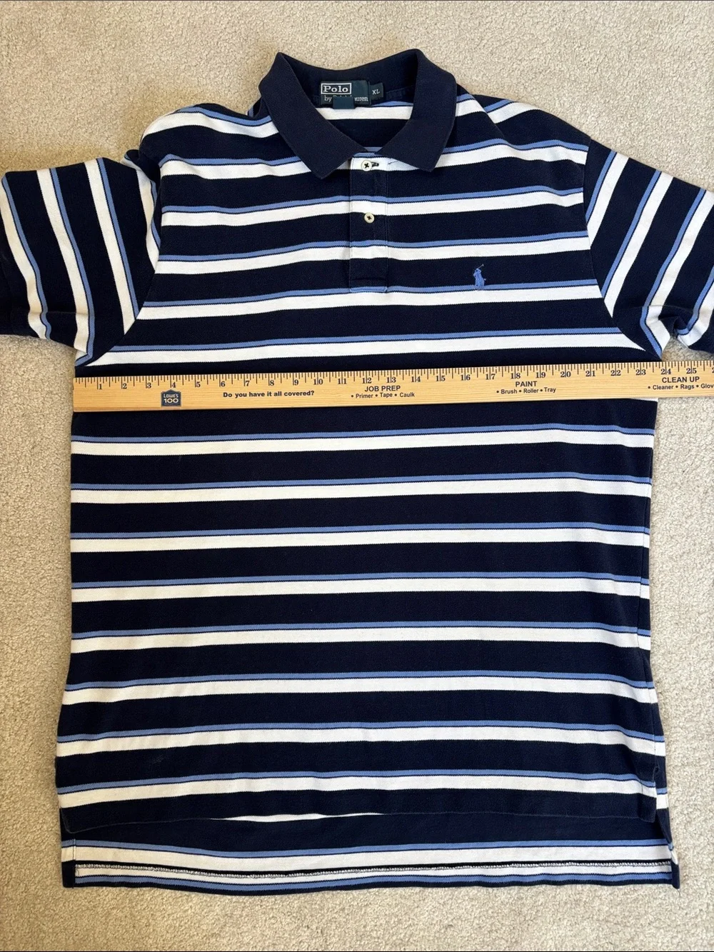 Vintage Polo Ralph Lauren Pique Blue Striped Short Sleeve Polo Shirt Mens‎ XL